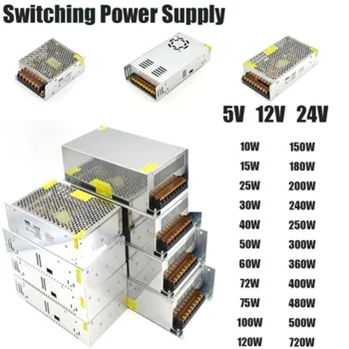 Alimentatore a commutazione 5V 12V DC Alimentatore 24V AC 110V - 220V 5A 10A 15A 20A 25A 30A 40A 50A SMPS per motore CCTV a striscia LED