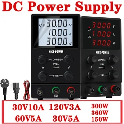 Verstelbare DC-voeding 30V 5A 30V 10A laboratorium Bench Bronstabilisator LCD-kleurendisplay met 4 sets geheugenfunctie