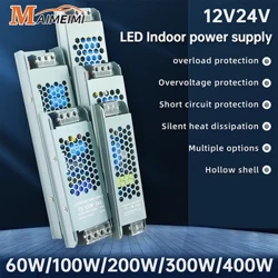 Префрлување напојување Светло трансформатор 60W 100W 200W 300W 400W DC 12V 24V извор на напојување Адаптер за LED лента за видео надзор